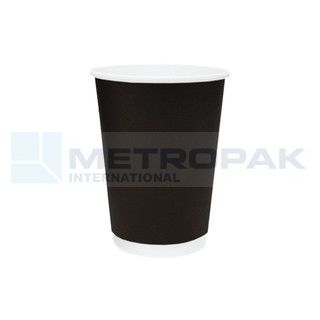 Coffee Cup 12oz - Double Wall - Black (Fits Lid 90mm)